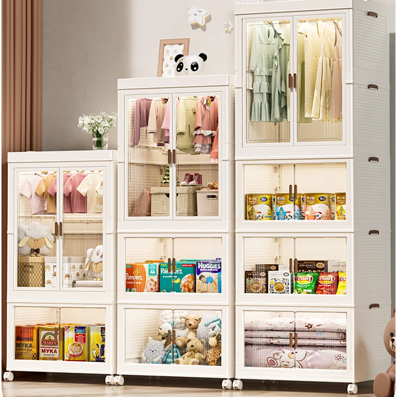 55 65 79cm Foldable Wardrobe Multi-Layer Storage Box Locker Multifunctional Living Room Cabinets Furniture Closet Cabinet Bin