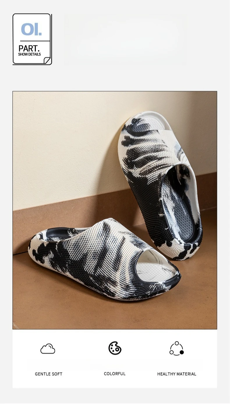 Herren- und Damen-Sandalen mit Chinesischem Tuschmalerei-Muster, Wolken-Design, Dicke Plattform, Slip-On, Sommer-Sandalen, Weich, Komfortabel, Rutschfest, für Outdoor und Strand, Casual – Detail 2