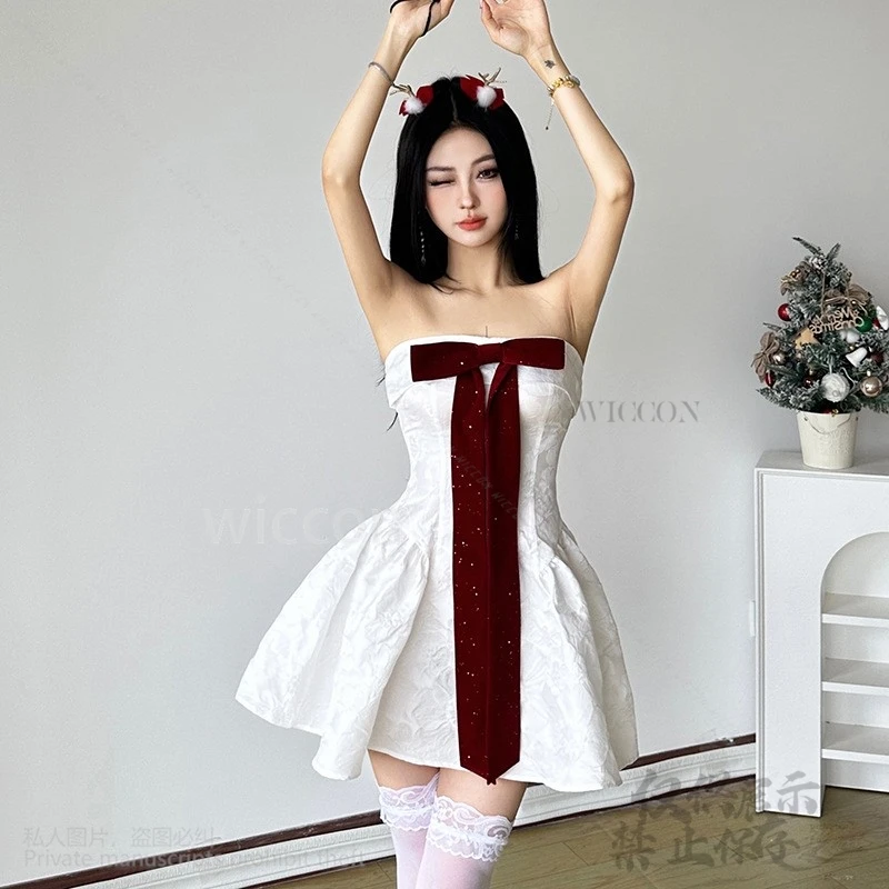 2024 Kerstkostuum Cosplay Anime Jurk Y2k Mode Sexy Lolita Bruiloft Mini Witte Jurk Meisje Vrouw Aangepaste Cosplay