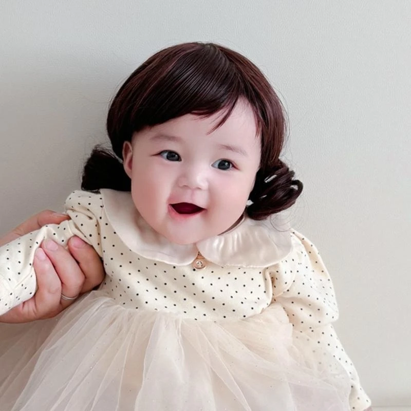 

J15U парик для девочек 0-3 лет, милая шляпа, короткие вьющиеся волосы, модный детский парик, булочка, реквизит, креативные для