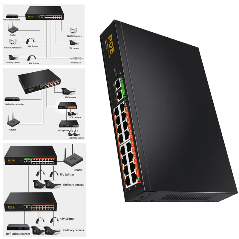 

POE switch gigabit VLAN RJ-45 LAN Adapter Splitter Extender Game network switch Internet Splitter Adapter Fast Ethernet RJ45 Hub