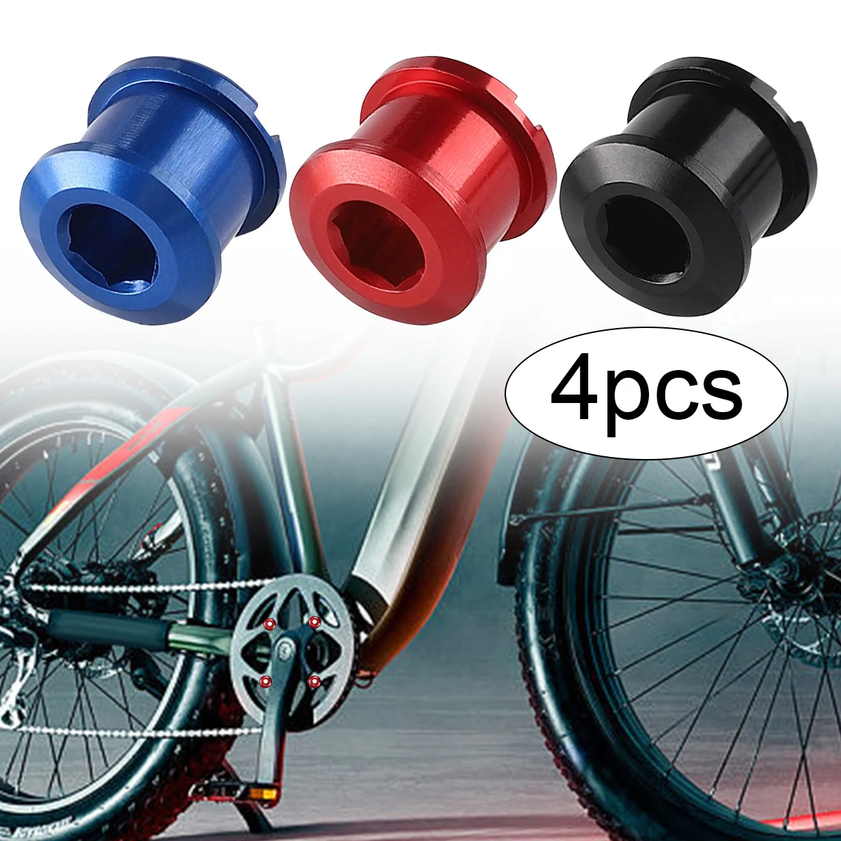 4pcs Aluminum Alloy Single Disc Nails  Bicycle Chainwheel Sprocket Crank Set Screws Black/Red/Blue