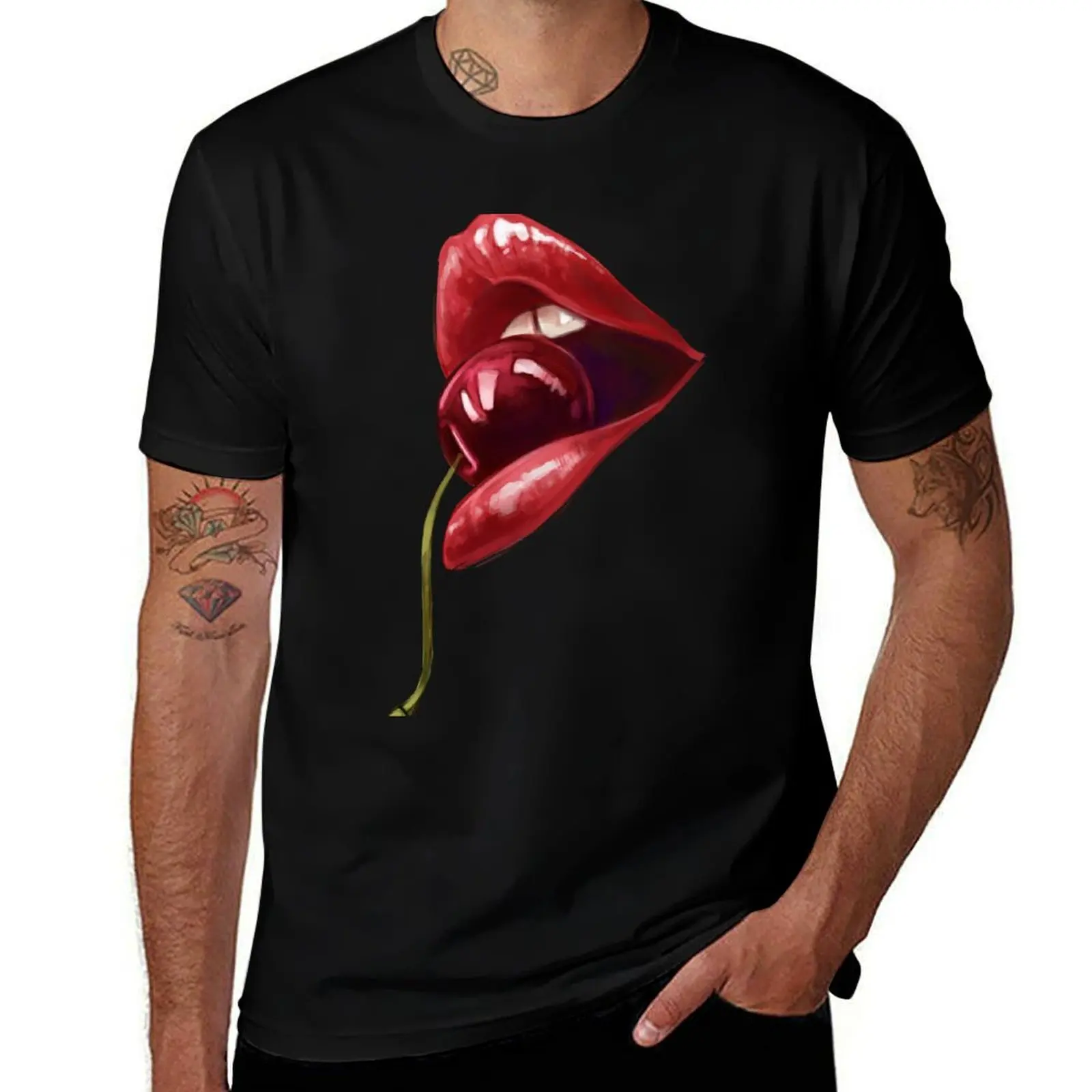 

CHERRY LIPS T-Shirt anime clothes plain anime figures cheap stuff shirts men graphic