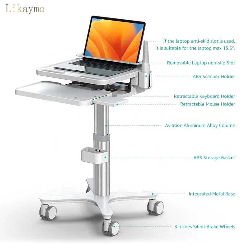 Medical Computer Trolley Customized Mobile Medical Cart  Oral Scanner Cart Workbench Trolley