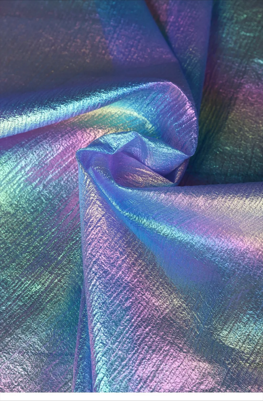 Pearl Mesh Fabric with Iridescent Laser Gradient Slight Wrinkle Translucent Luster for DIY Bridal Gown Stage Dress Design