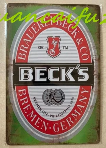 SJKY BECKS BEER METAL PLAQUE SIGN BAR PUB MAN CAVE GARAGE 20 x 30 LARGE