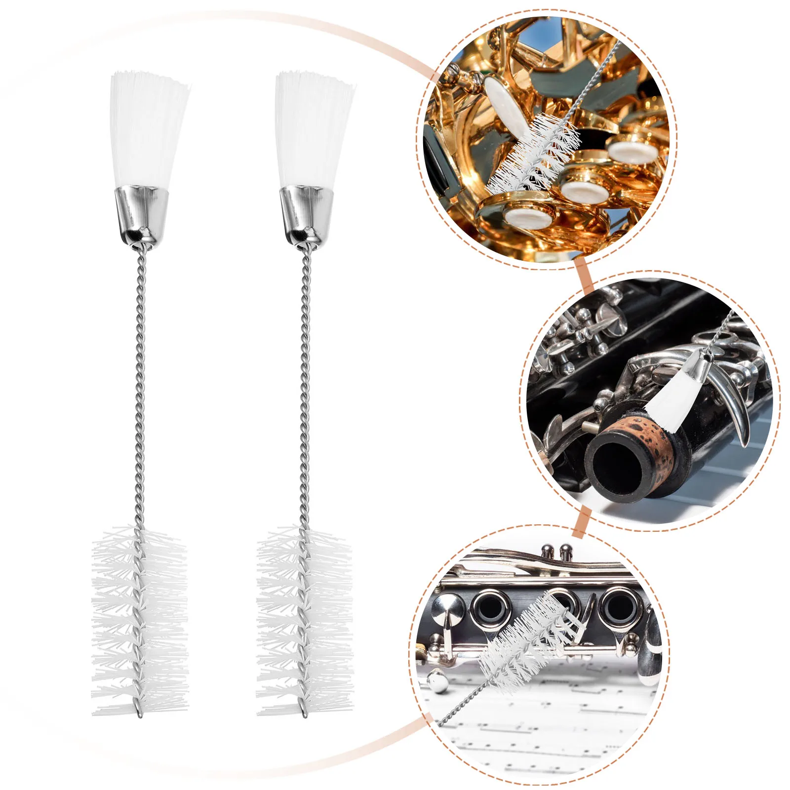 

2 Pcs Cleaning Brush Cleansing Instrument Tools Grooves Alto Sax Flute Kit Brushes