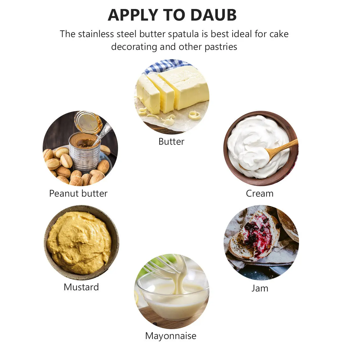 

10Pcs Butter Knife Stainless Steel Cream Spatula with Rubber Handle for Cake Decorating Pastry Icing Smoother Spread Jam Peanut