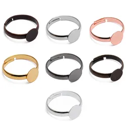 20pcs Cabochon 6mm 8mm 10mm Adjustable Ring Settings Blank Base Trays Bezel for Cabochon Cameo DIY Fashion Ring Jewelry Making B