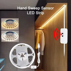 1M/2M/3M/5M/10M Hand Sweep LED Strip Lights 5V USB Strip with Hand Sweep Motion Sensor Switch for Kitchen Wardrobe Closet