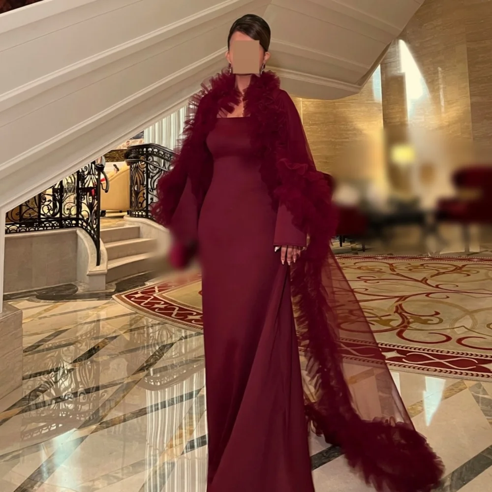 

Customized Temperament Evening Dress Pleat Square Neck A-line Modern Style Long Dresses Wedding Party Dress Formal