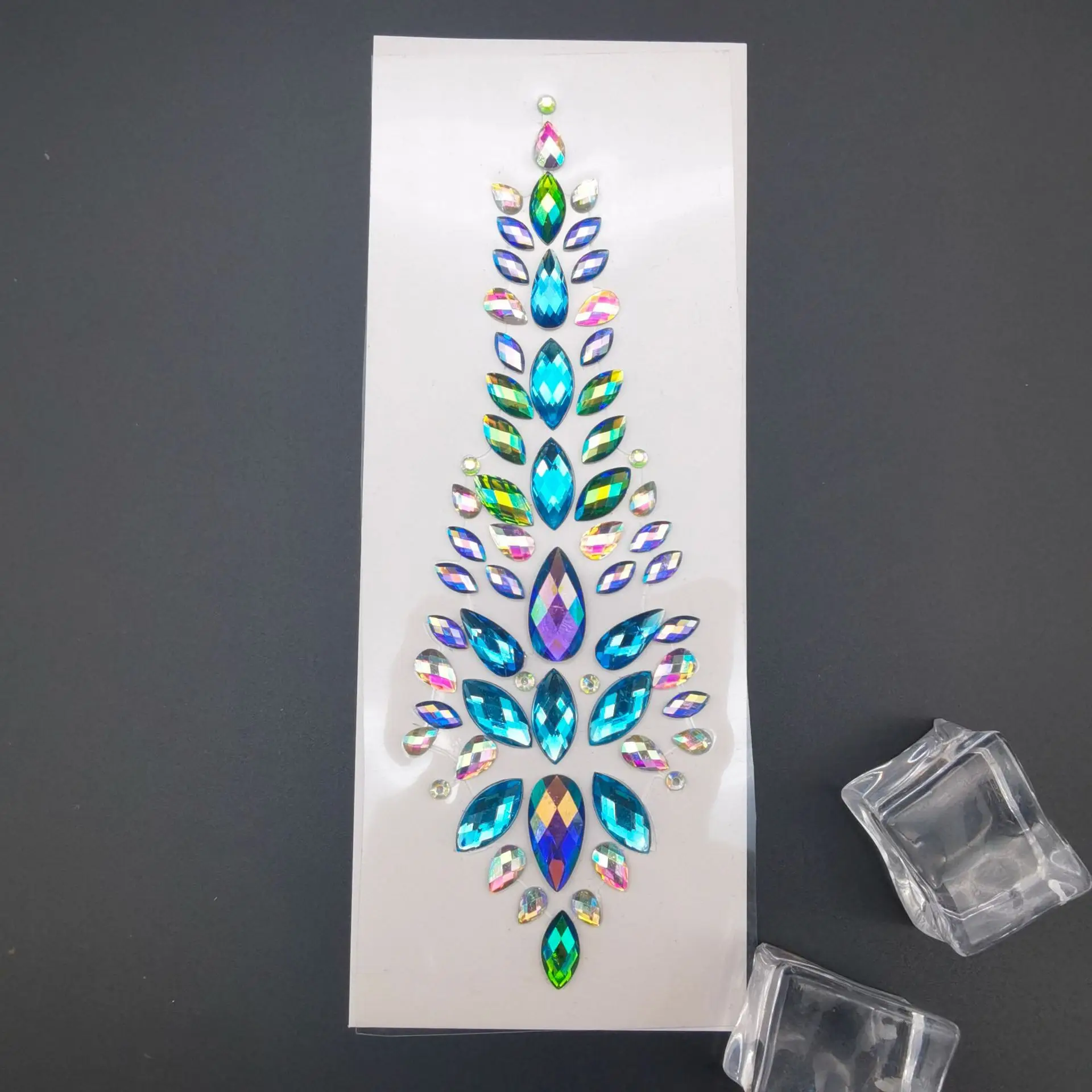 Self adhesive Rhinestone Face Gems Mermaid Cross Chest Gem Crystal Eyes Face Hair Jewels Stickers