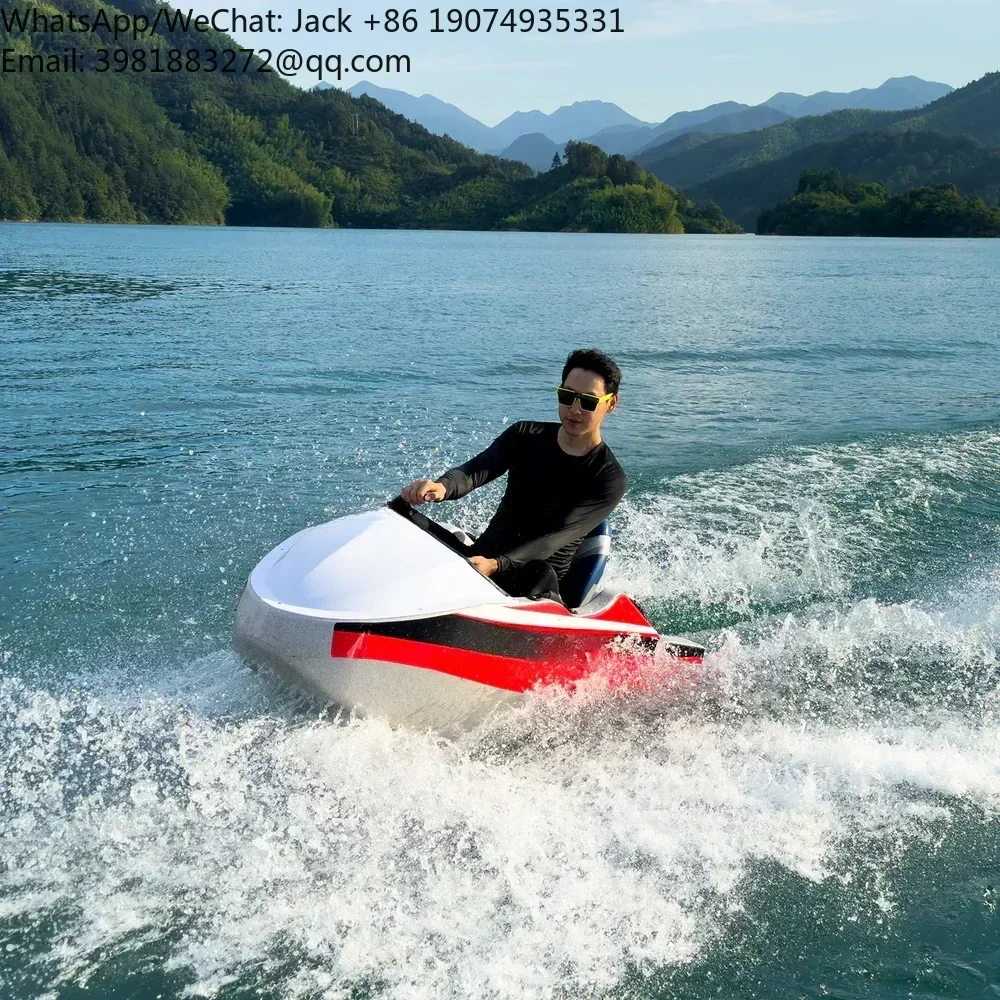 Rush Wave China Manufacture 48V Fast Speed Floating Brushless Electric Mini Small Boat Kit Go Kart Boat Water Ski Jet Boat