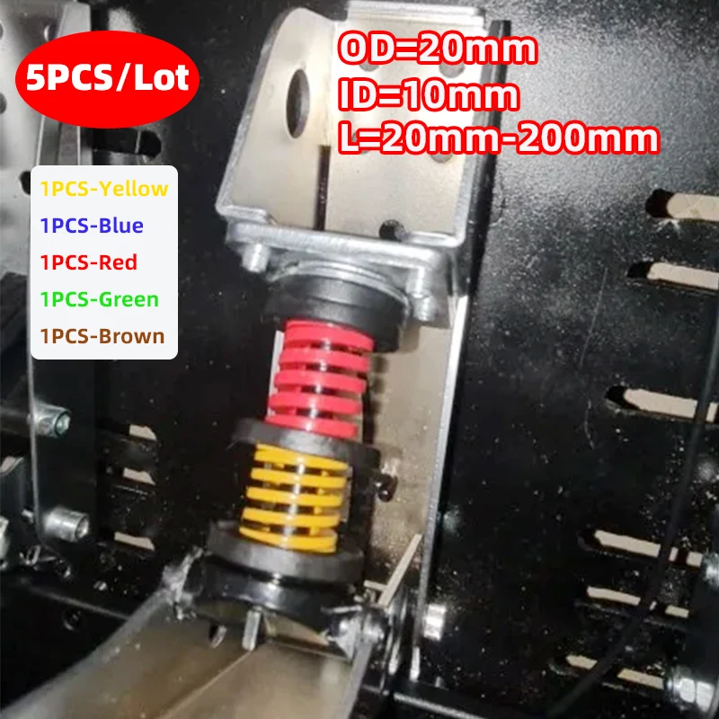 

5 шт./лот, пружины для штамповки, спиральные пружины сжатия, внешний диаметр 20 мм, внутренний диаметр 10 мм, длина 20-200 мм, для педалей
