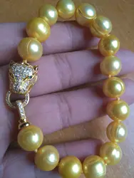 New AAA 11-12mm South Sea Genuin Gold Pearl BRACELET 7.5-8