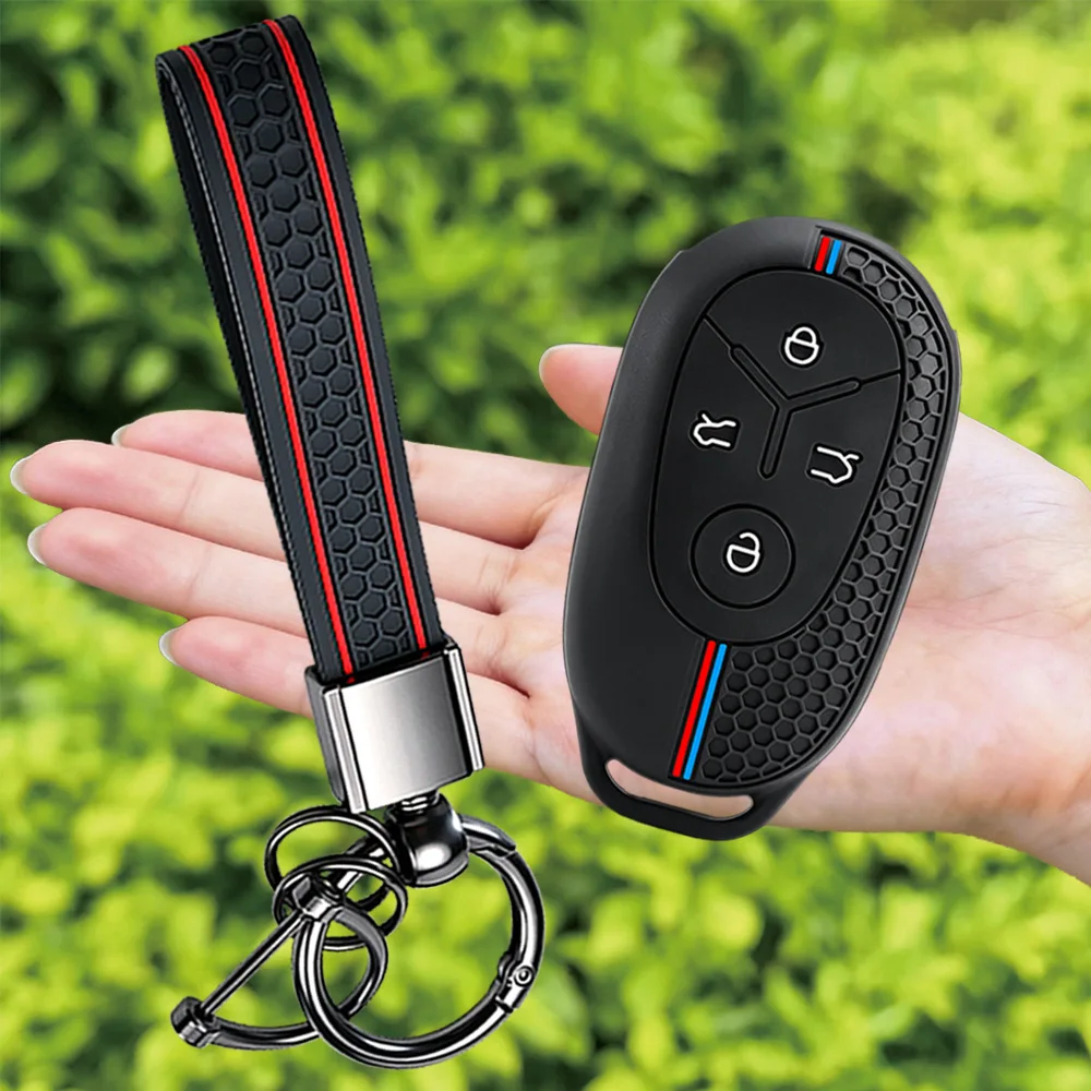 4 Buttons Silicone Car Key Cover Remote Shell for Geely EX2 Proton EMA S 5 2025 2026 Protective Case Key Chain Bag Accessories