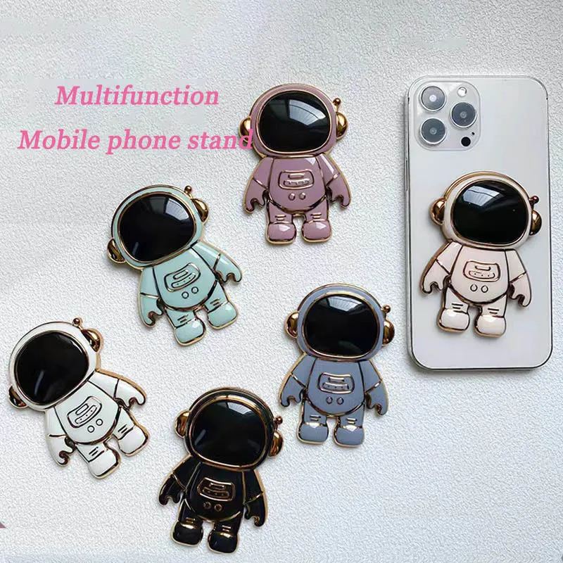 100pcs Mobile Phone Fold Holder Cartoon Astronaut Holding Ring Bracket Three-dimensional Creative Paste phone Bracket for xiaomi