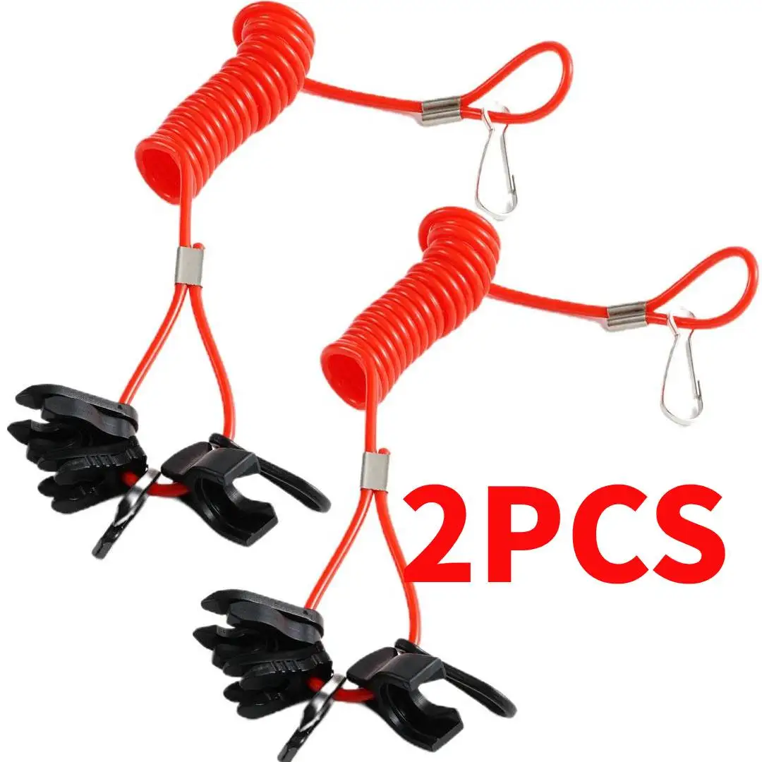 2pcs Boat Outboard Switch Engine Motor Lanyard Kill Urgent Stop Button Safety Connector Cord Compatible for Yamaha Suzuki Honda