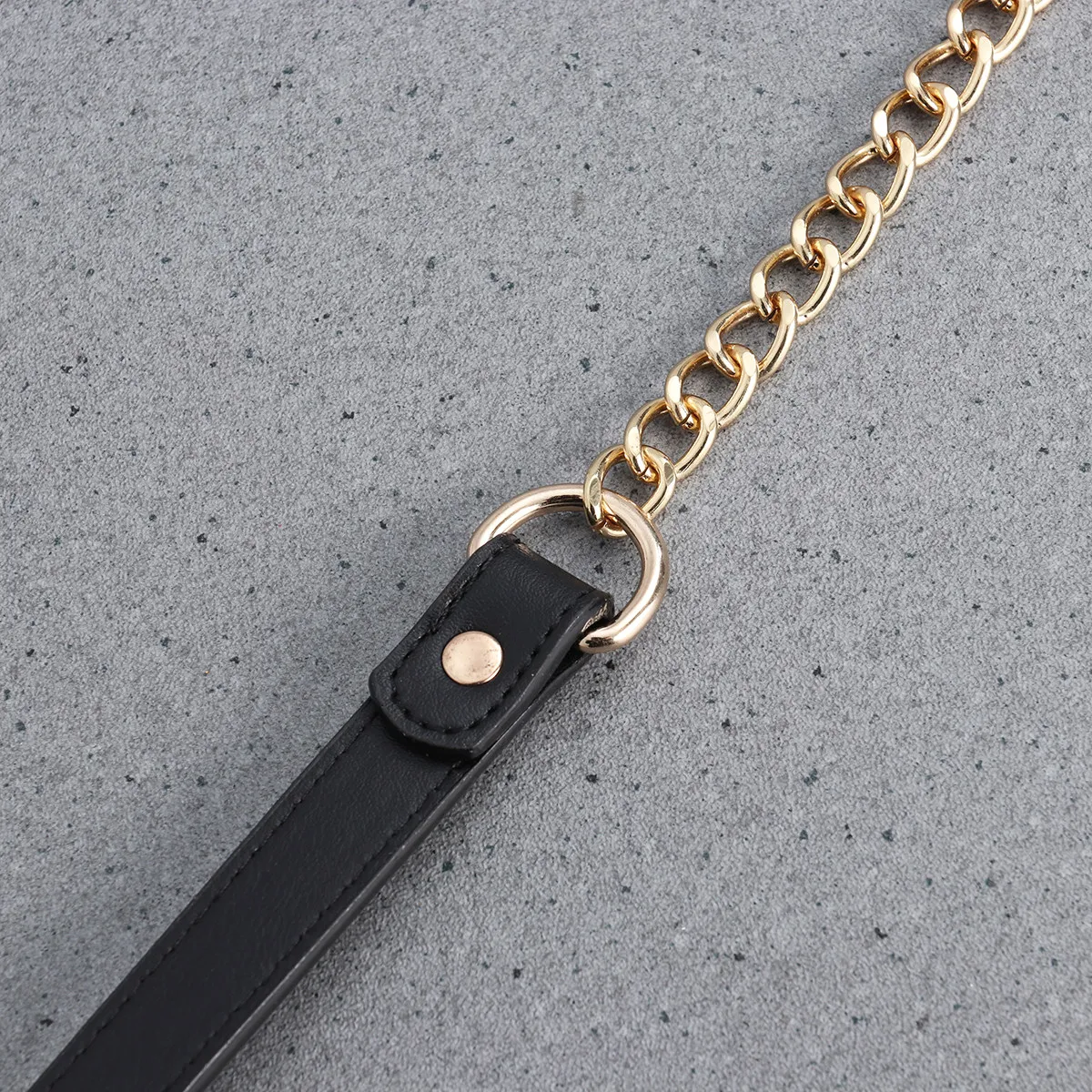Light Gold Black PU Metal Bag Chain 120Cm 2 Buckles for Shoulder Bag Satchel Messenger Clutch Practical Chain