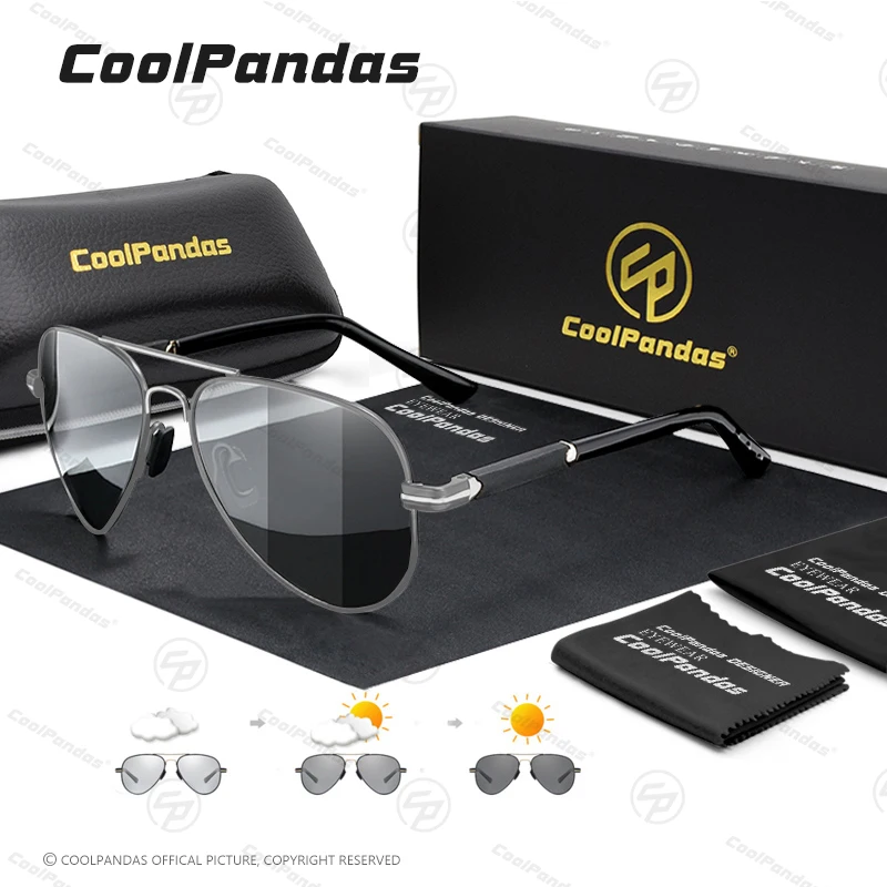 CoolPandas Intelligente Kameleon Bril Meekleurende Zonnebril Mannen Gepolariseerde Luchtvaart Anti-Glare TAC Lens Voor Rijden Vissen
