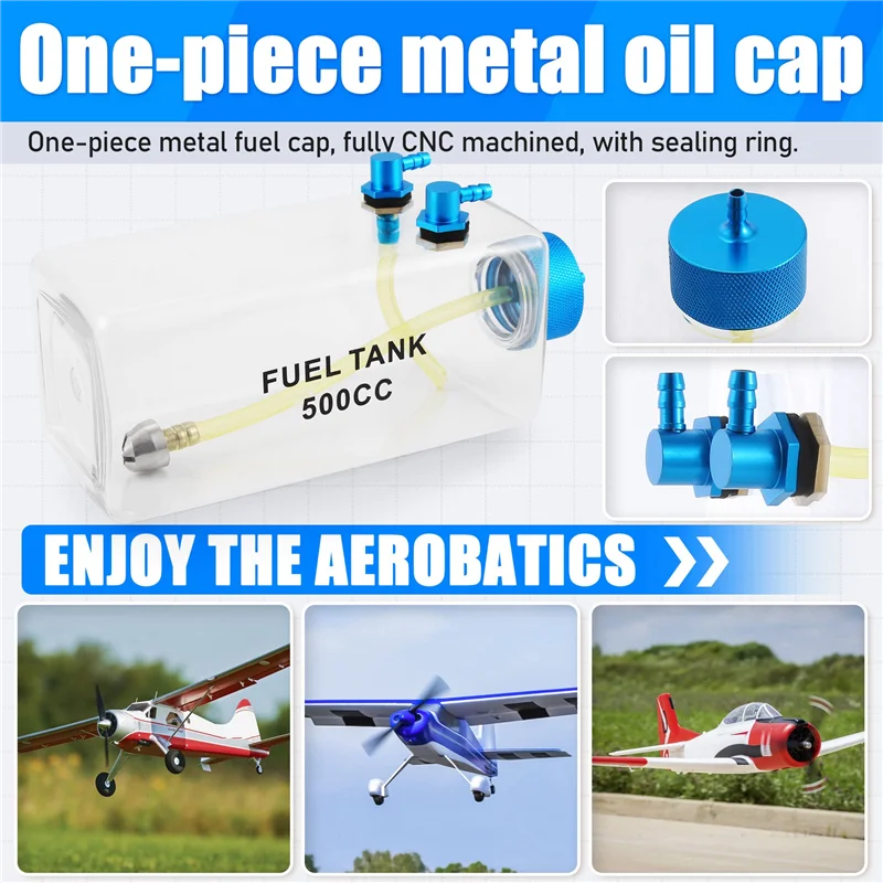 A04F-Serbatoio carburante Benzina Bottiglia di plastica trasparente CNC per aereo RC a gas e Nitro