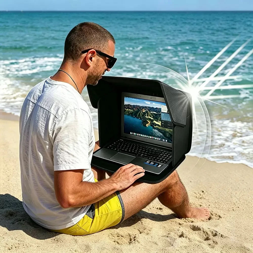 Portable 12-16Inch Laptop Sun Shade Hood for Macbook Foldable Laptop Sunshade Anti-glare Monitor Visor Outdoor Work Sun Hood