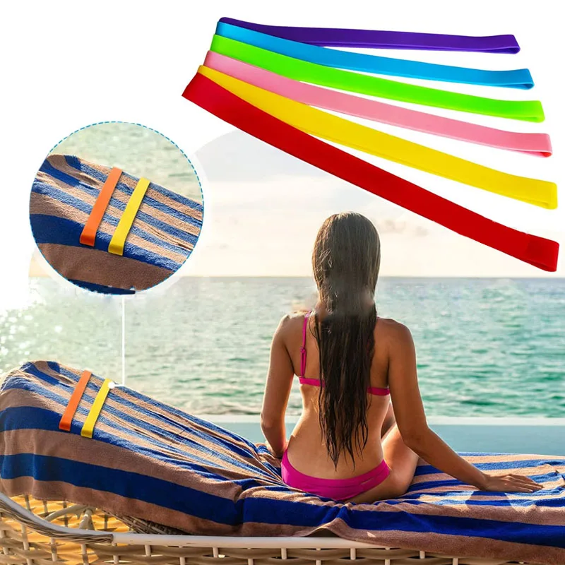 

Windproof Rubber Beach Towel Clips Bands Stretchable Colorful Beach Chair Bands Silicone Beach Towel Holder Bands Outdoor Tools