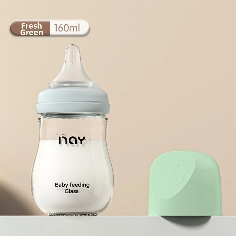 Cute Glass Baby Bottle Anti Choking 80/160ML Infant Milk Bottle Anti-flatulence Food Grade Baby Drinking Cup Toddler