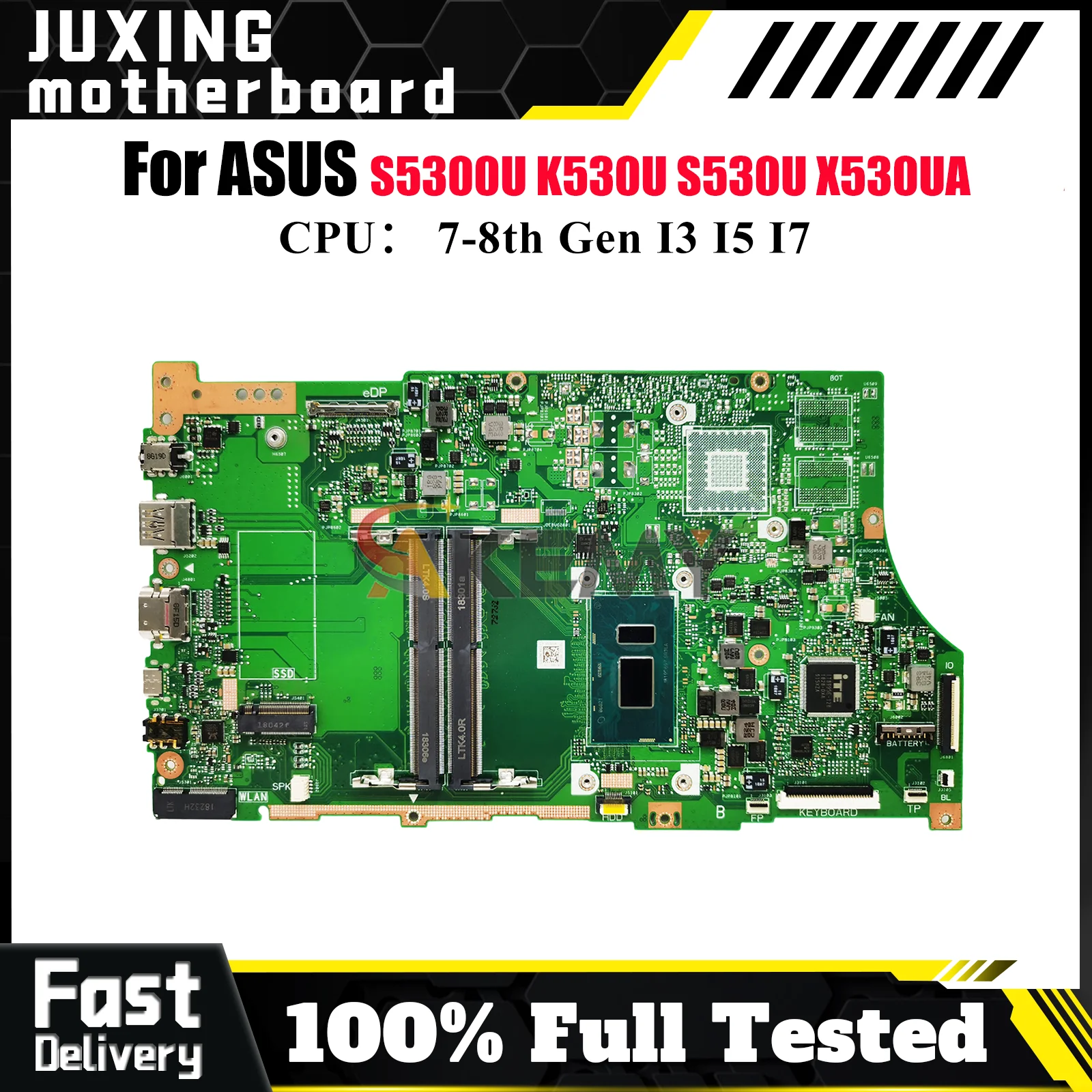 

X530UA Laptop Motherboard For ASUS VivoBook S530U X530UN S5300U X530UA X530U K530U Mainboard With I3 I5 I7 CPU 100% tests OK stk
