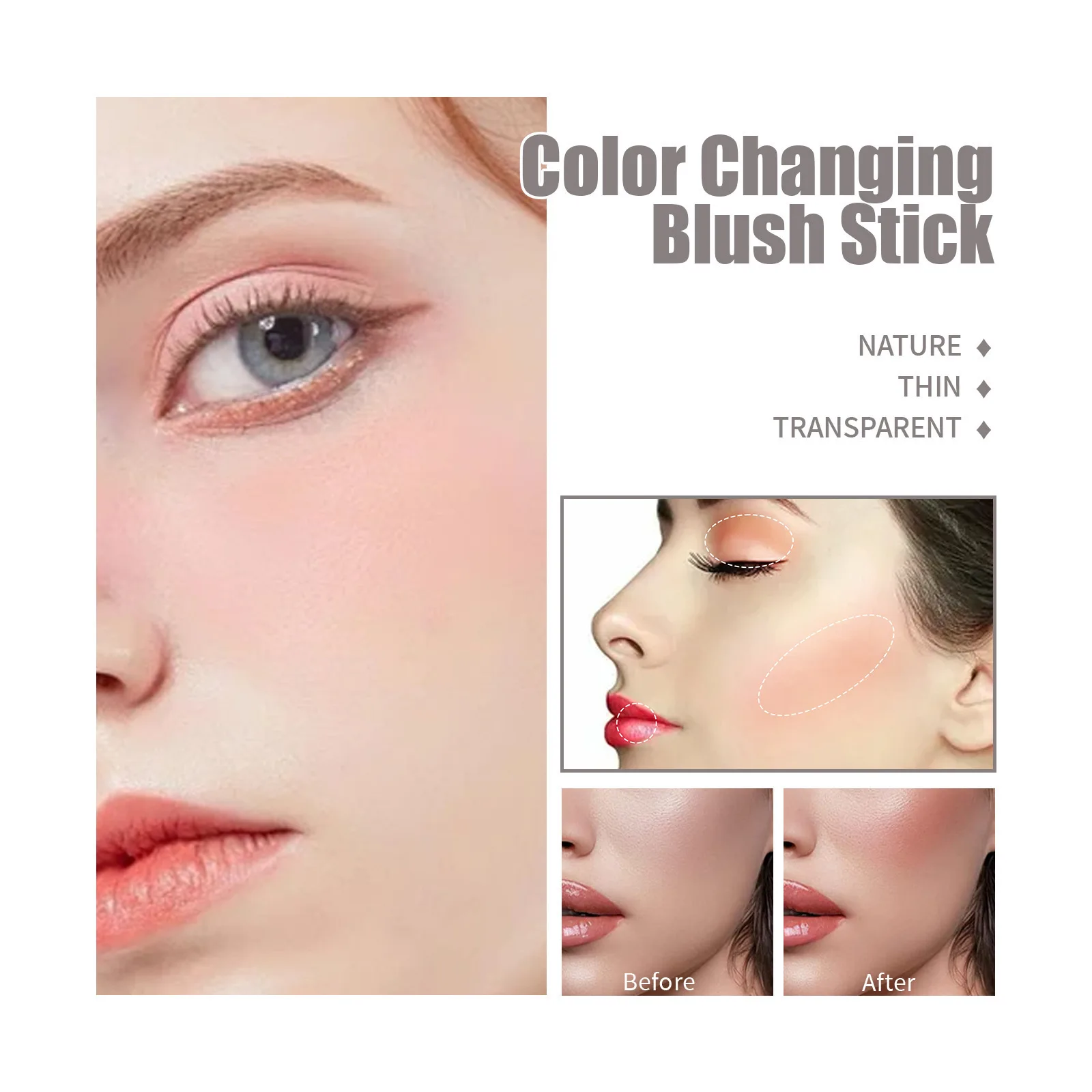 Colorete que cambia de Color, crema que cambia de temperatura, polvo para contornear la cara, colorete de sombra para labios, mejillas, maquillaje de ojos, cosméticos