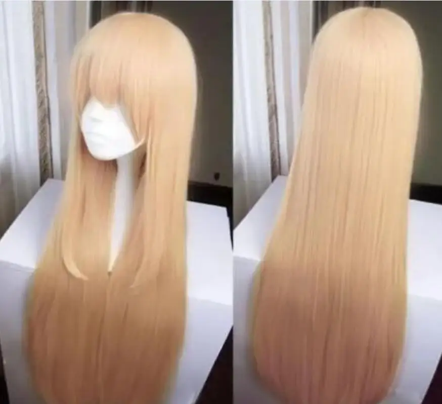 FREE SHIPPING Anime Long Blonde Straight Umaru-chan Umaru Doma Cosplay Hair Cos Wig