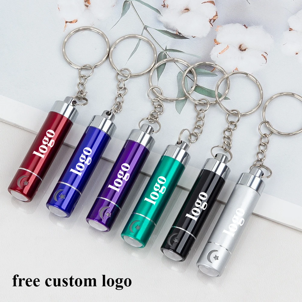 30pcs Free LOGO Portable LED Keychain Flashlight Custom Logo White Night Lights for Business Wedding Gift