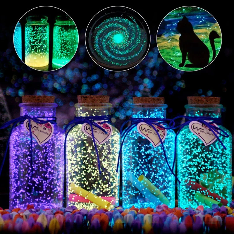 10g Party DIY Fluorescent Super luminous Particles Glow Pigment Bright Gravel Noctilucent Sand Glowing in the Dark Wedding Decor