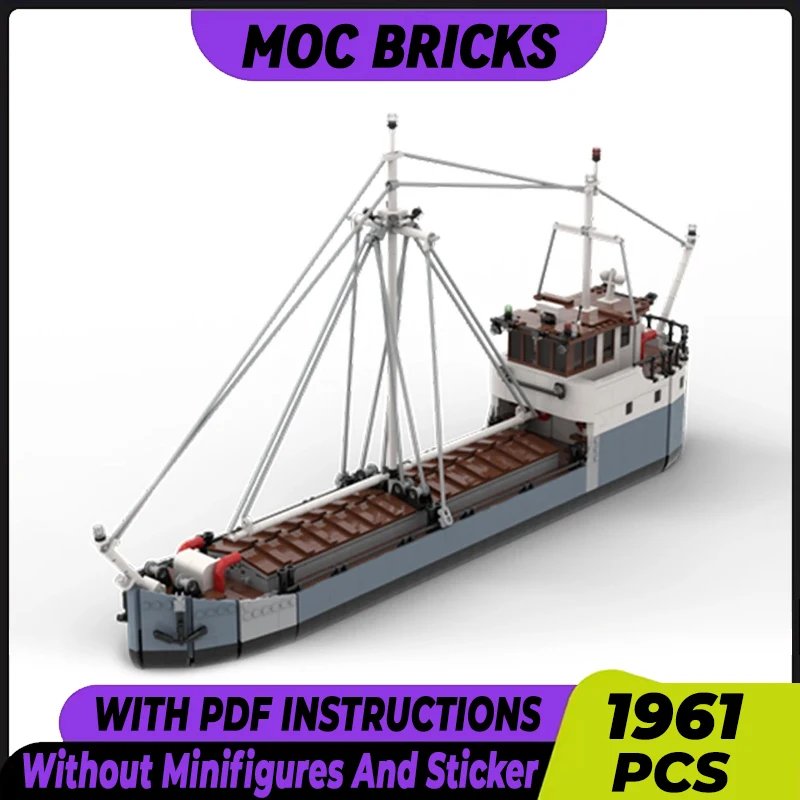 Transport Bay Cargo Boat Model Moc Building Bricks Gulf Transport Ship Technology Blocks Gifts Christmas Toys DIY Sets Assembly