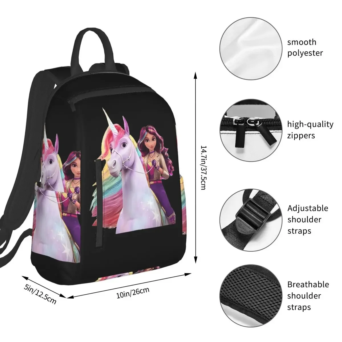 Unicorn Academy Sophia Wildstar Backpack Student BookBag Kids School Bag Laptop Shoulder Bags Men Women
