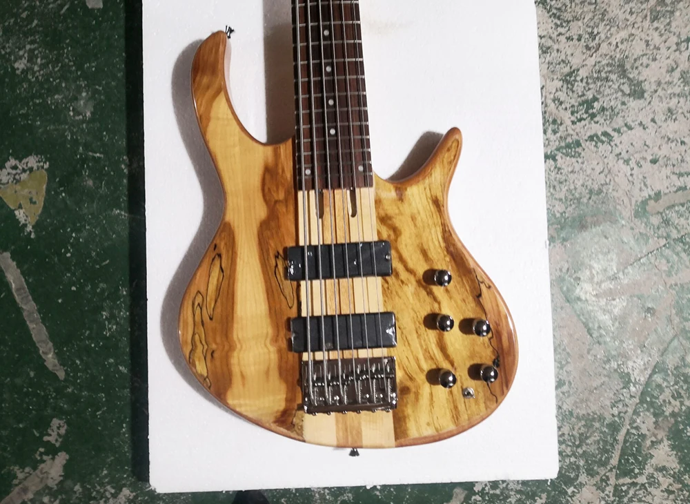 Factory Outlet- 6 Strings Natural Neck-thru-body Electric Bass with Rosewood Fretboard