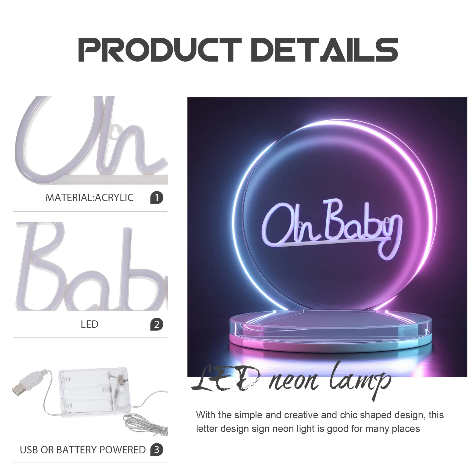 

1pc Letter Light Led Neon Sign Usb Powered Party Wedding Decor Kids Room Bar Bedroom Wall Lamp Small Night Light