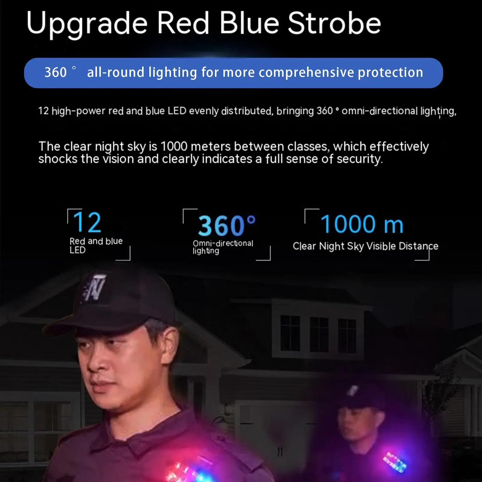 Red Blue Led Shoulder Light Flashing Patrol Strobe Light Traffic Warning Light USB Charging With Stainless Steel Clip Waterproof