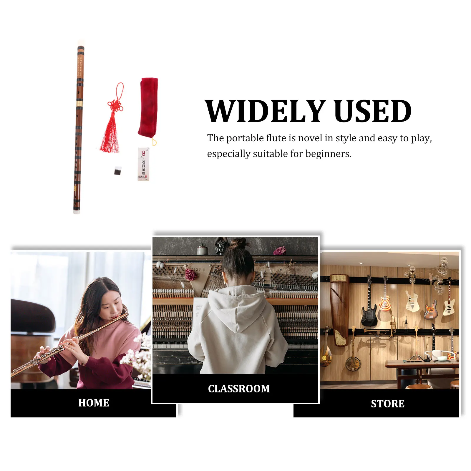

1 set 1 Set Portable Bamboo For Adults Students Chinese D Tone Detachable Professional Flute Style Musical Instrument