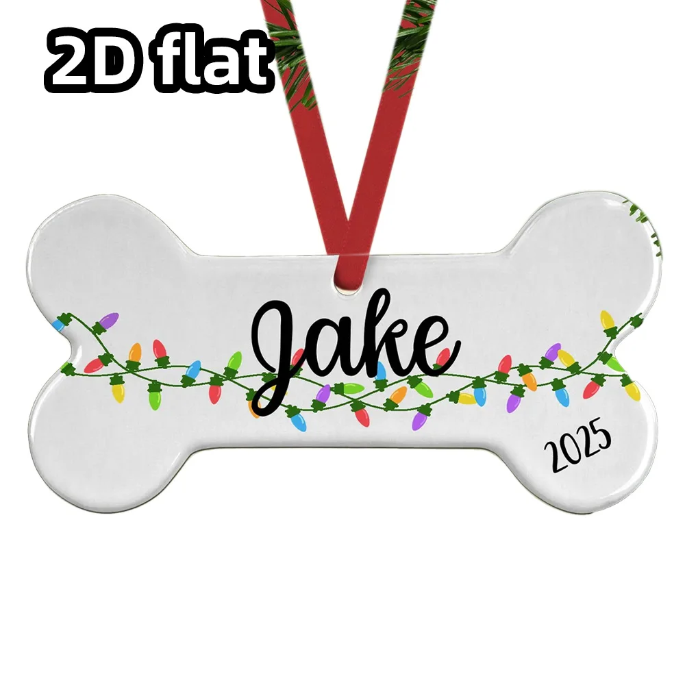 Dog Bone Christmas Ornament | Personalized Pet Holiday Decoration | Custom Dog Name Ornament | Festive Pet Ornament Gift
