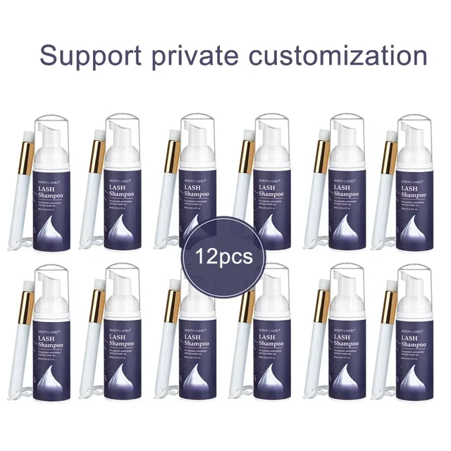 12 butelek 60ml Eyelash Cleaner Foam Shampoo Pump Press lash lift Eyelash Cleaner Foam Cleane Eyelash Extension Lash Shampoo Kit