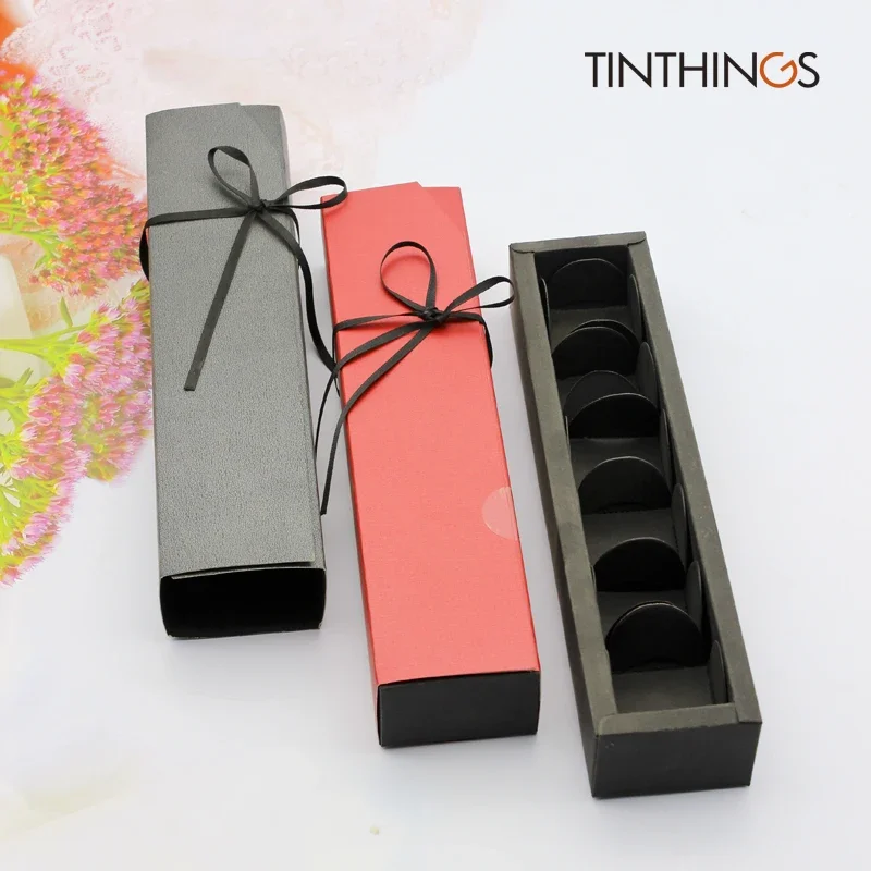 

10pcs Gift Box Chocolate Packing Wedding Favor Paper Gift Box Candy Red Black Packaging Chocolate Ribbon Sticker Valentine Lover