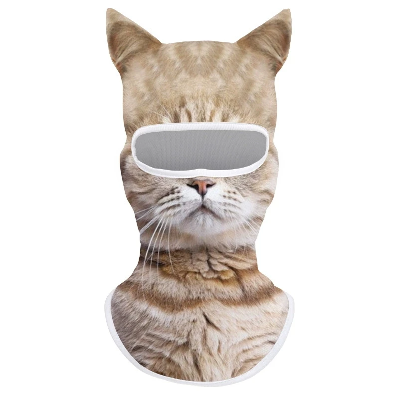 3D Cat Dog Cute Animal Print Balaclava For Men and Women Outdoor Hiking Camping Head Cover Ski Mask Helmet Cap Cycling Headgear