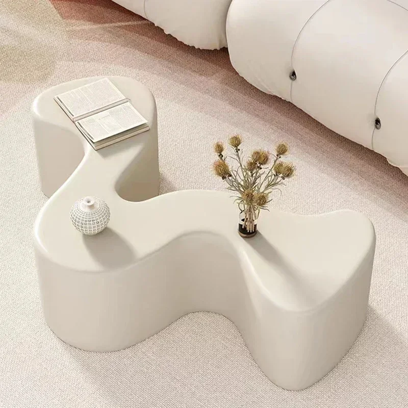 

FG17*simple medieval special-shaped wabi-sabi wind coffee table light luxury irregular cream wind curve
