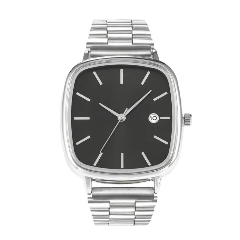 Modern Square Quartz Watch Metal Strap Calendar Simple Elegant Fashion Wristwatch Business Style For Daily Commuting