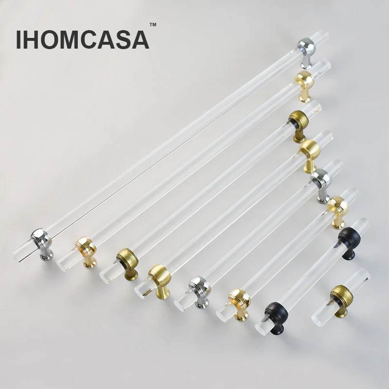 IHOMCASA Kitchen Furniture Handles Wardrobe Bathroom Dresser Drawer Cabinet Pulls Gold/Black Cupboard Door Knobs Crystal Acrylic