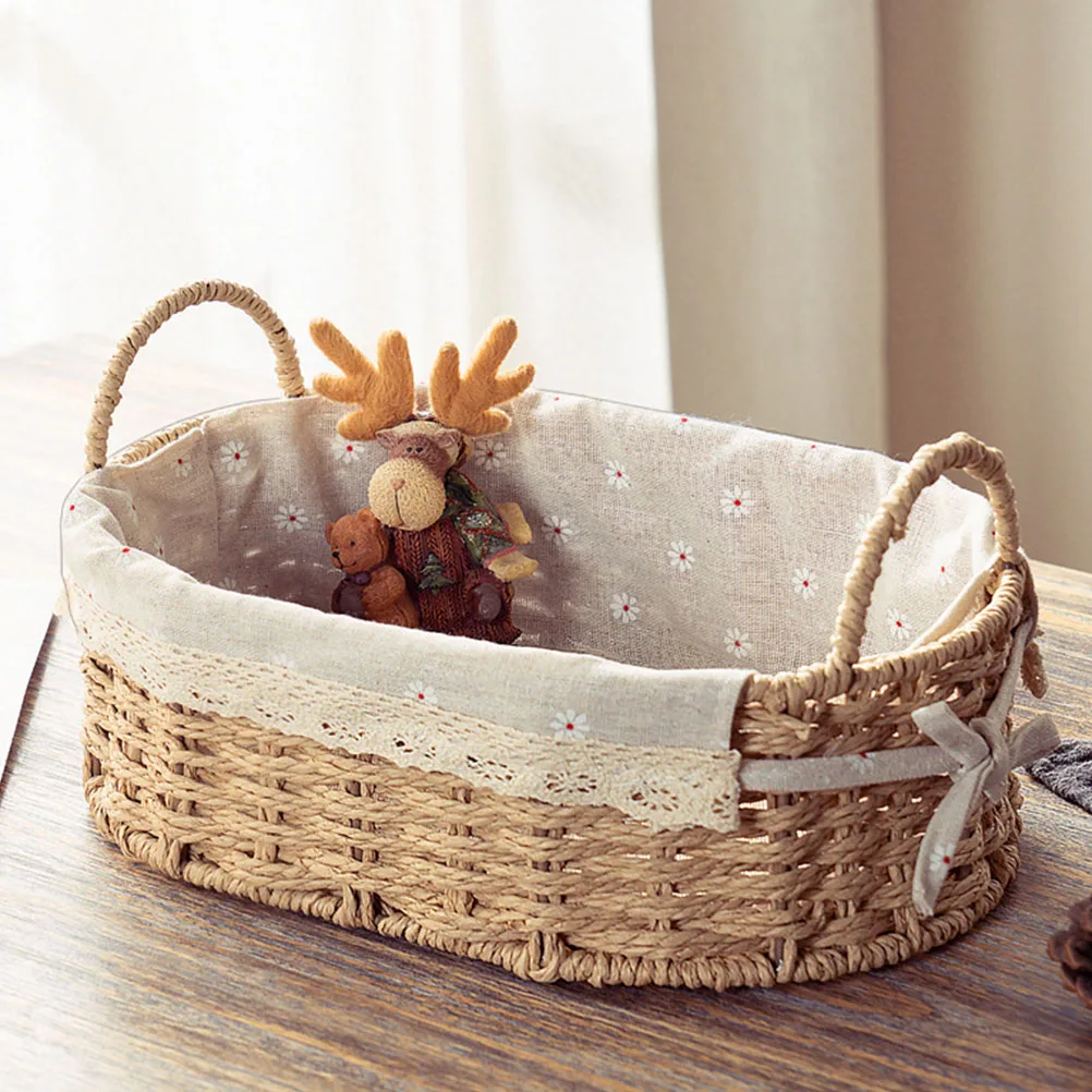 

Woven Storage Basket Large Size Fabric Baskets Rural Style Makeup Toy Organizer Home Decor Storage Solution
