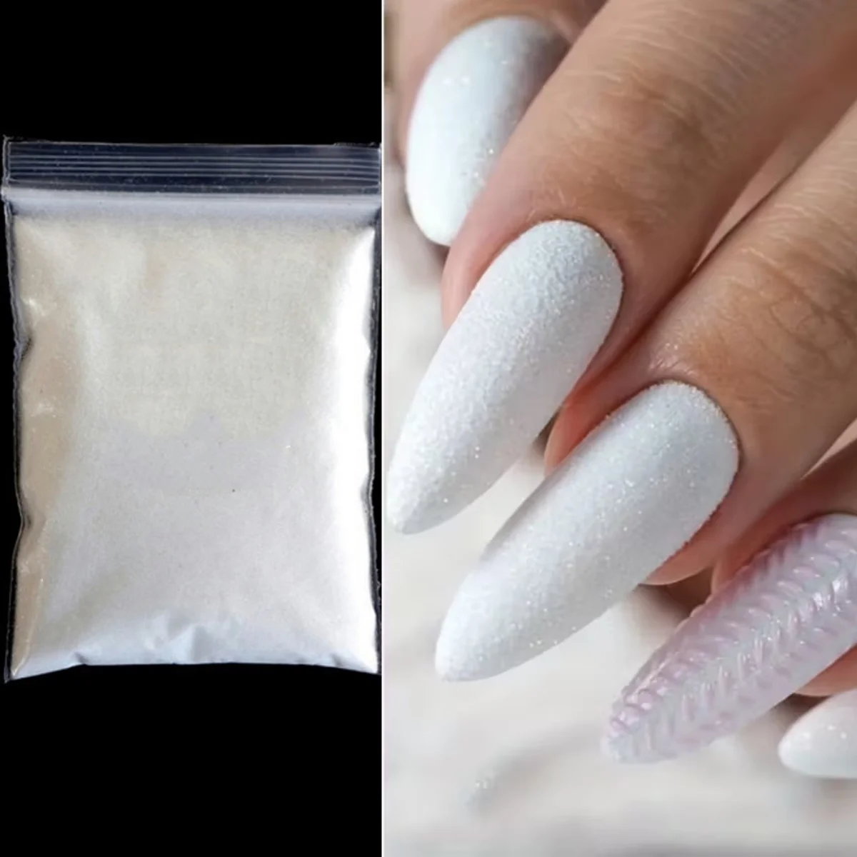 50g açúcar prego glitter em pó branco preto casaco de lã arte do prego pó pigmento poeira para o inverno dia das bruxas natal manicure decoração