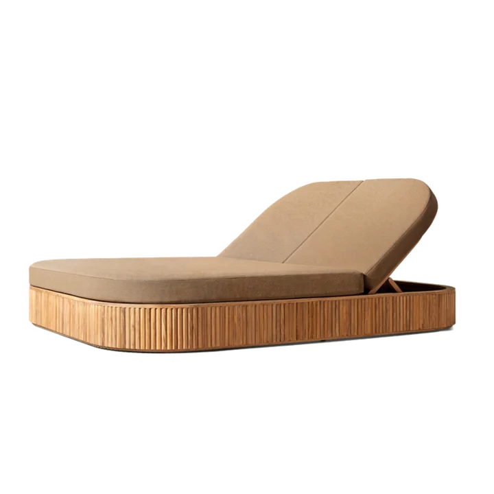 

Modern Wood Durable Villa Garden Daybed Outdoor Swimming Pool Side Courtyard Park UV Resistant Comfort Sun Loungers