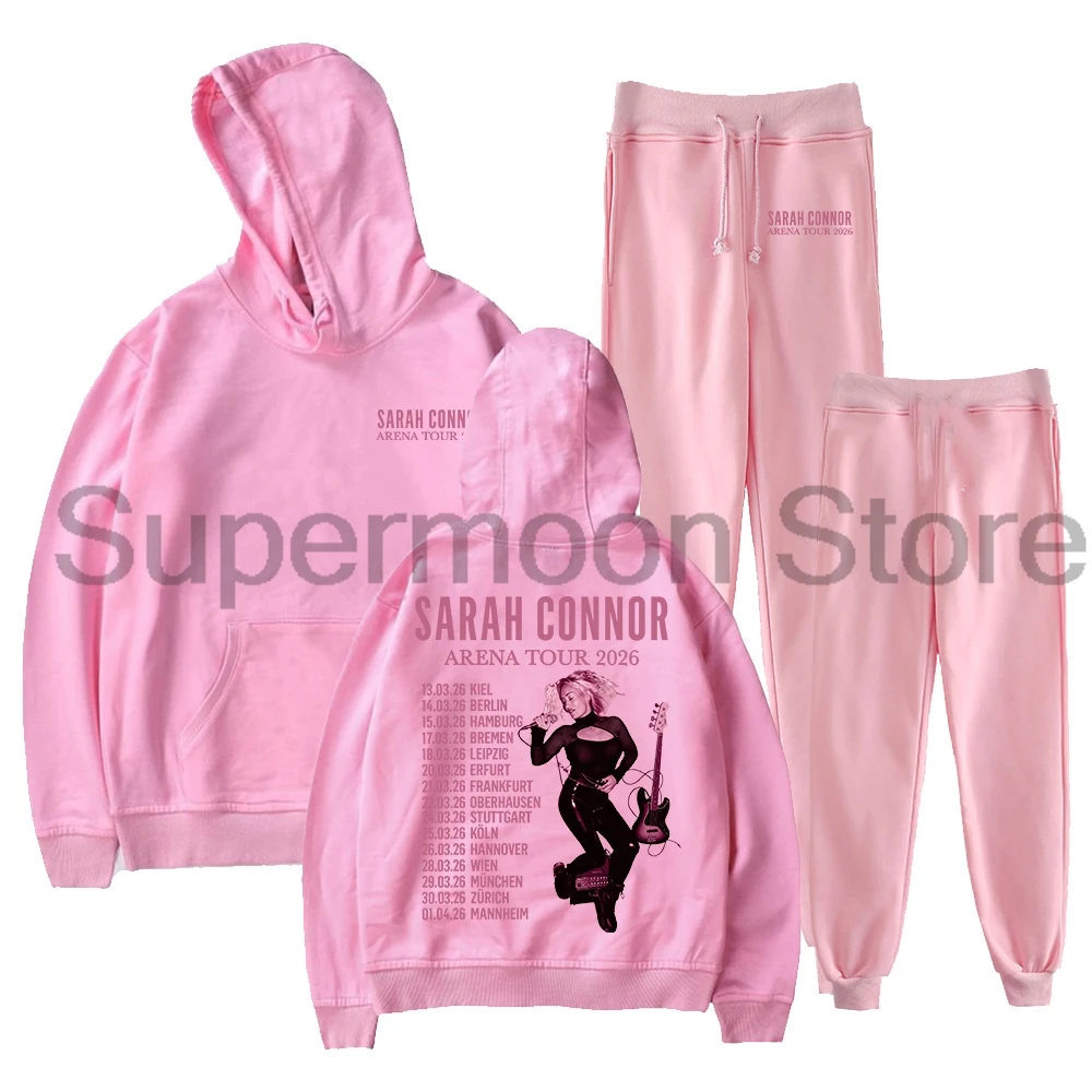 Conjunto de Moletom e Calça Jogger Sarah Connor Arena Tour 2026 - Moletom e Calça de Moletom para Homens e Mulheres